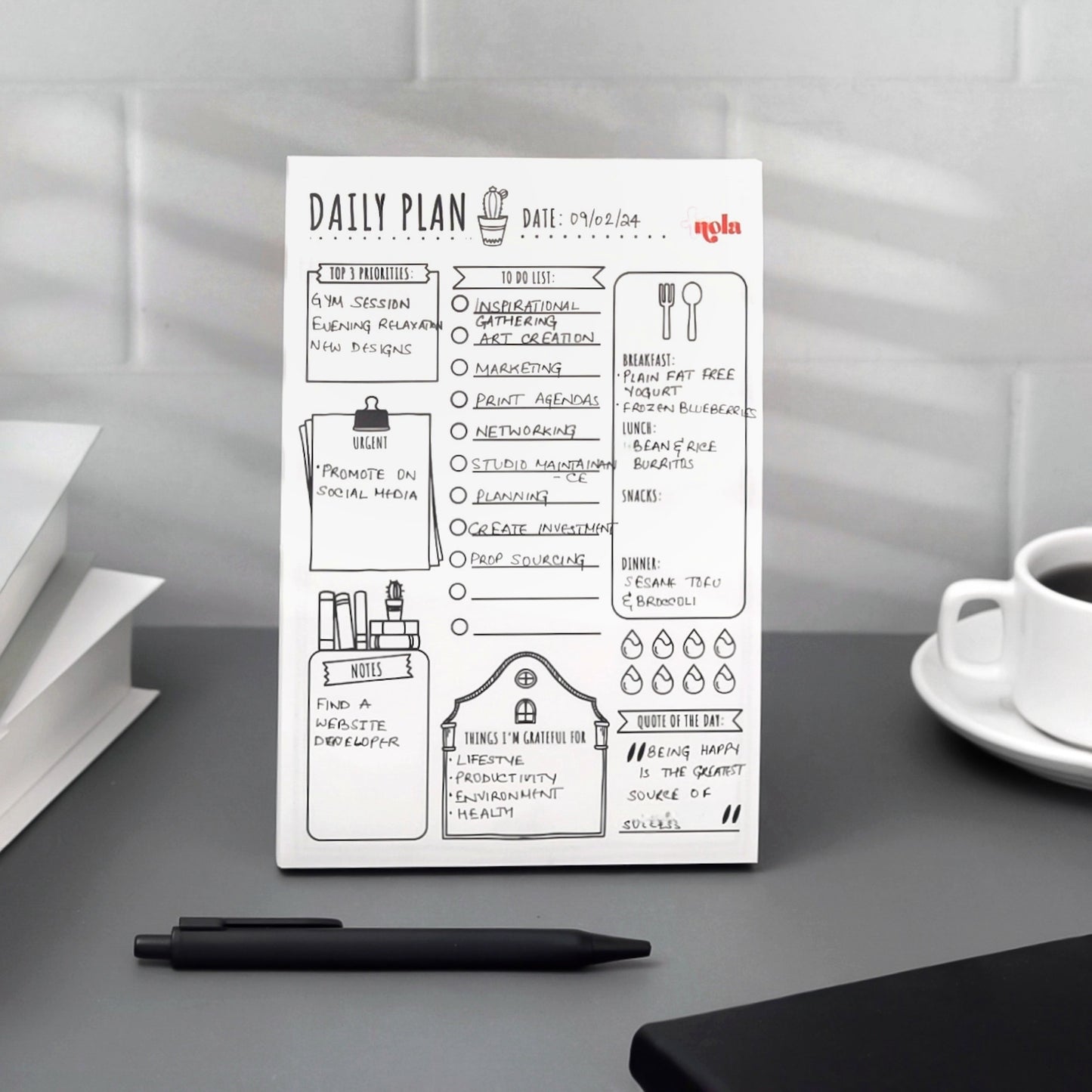 Nola Tear-Off Daily Planning Sheets