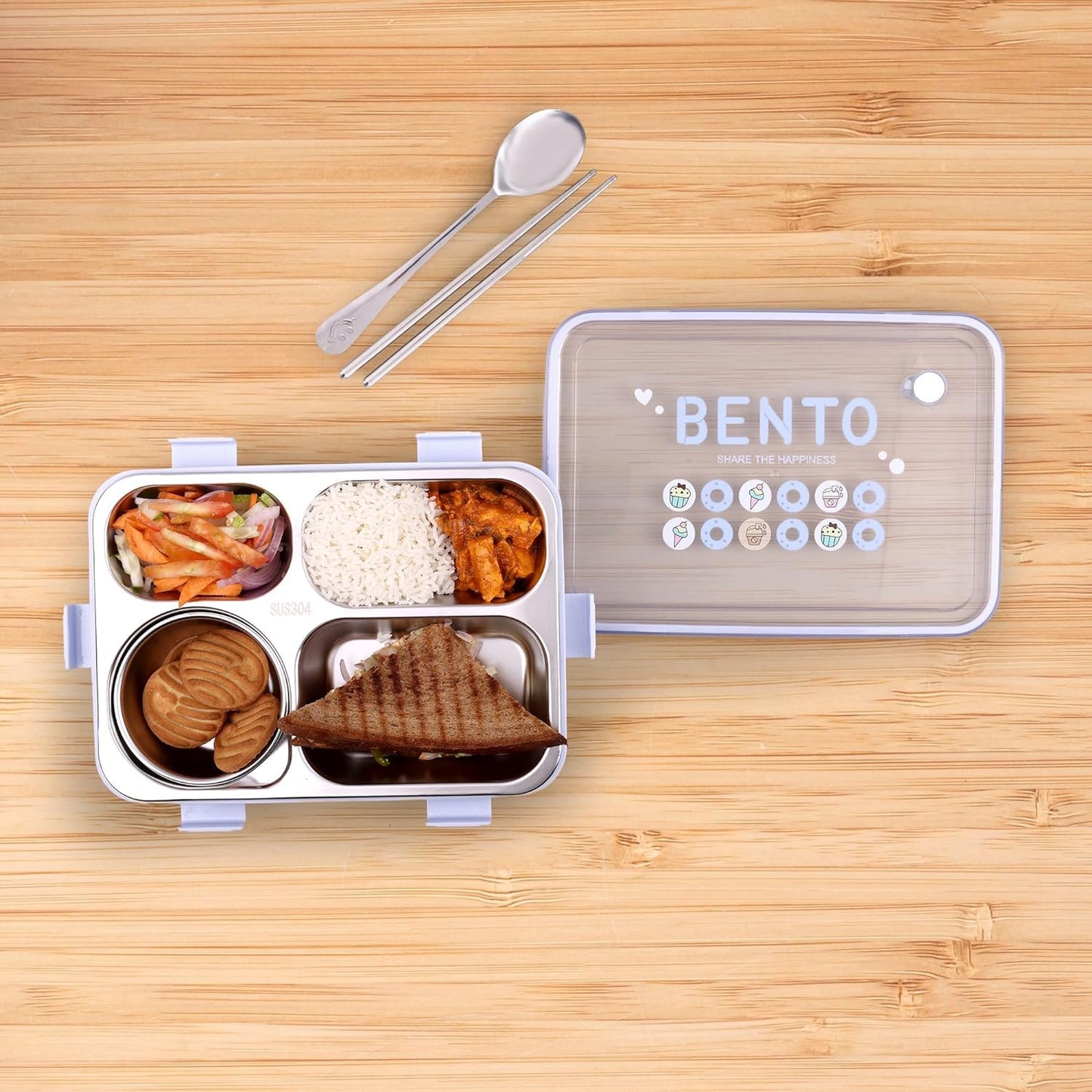 Bento Lavender Lunchbox with Separate Silicone 1 Containers Lunch Box (1200 ml, Thermoware)
