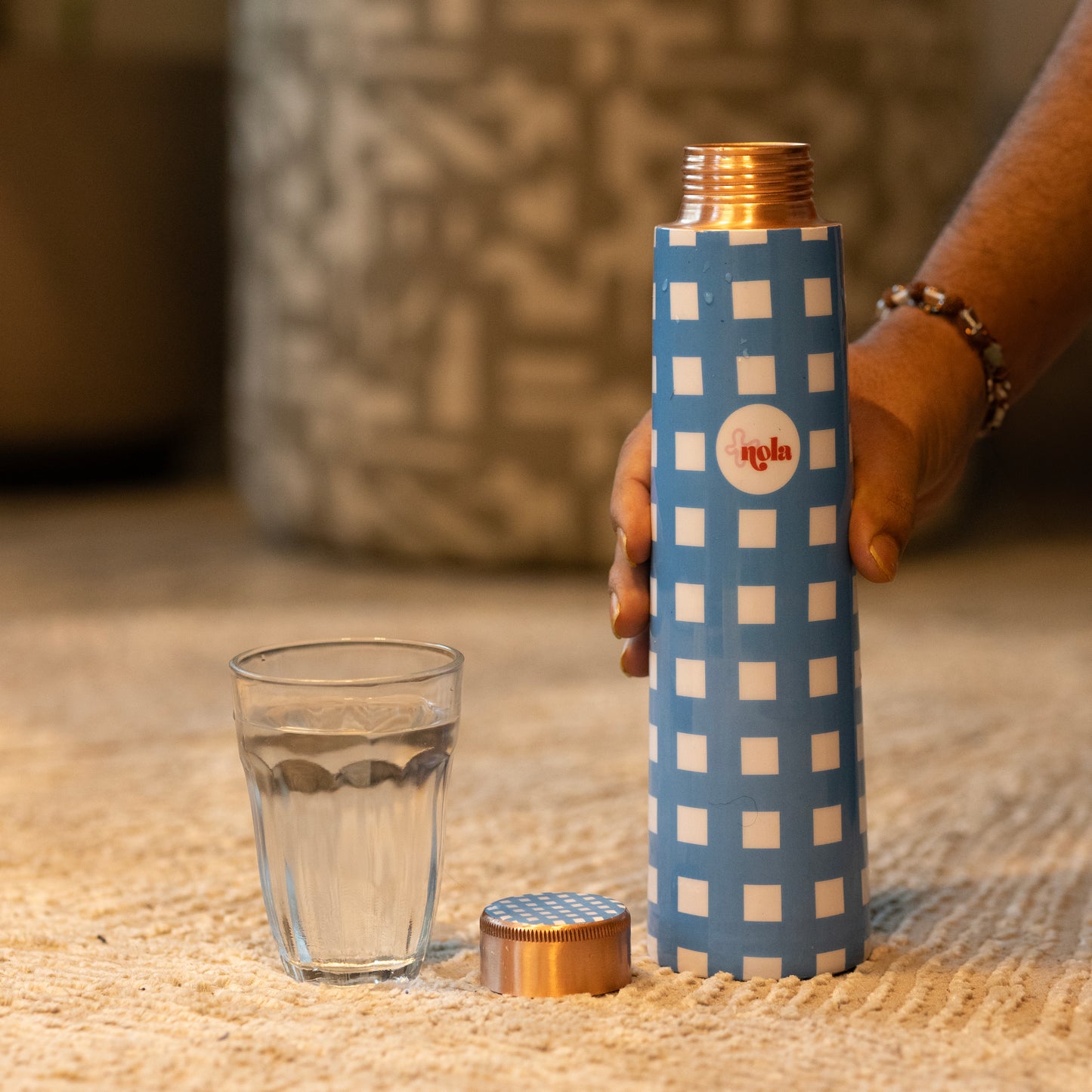 Blue Nola Copper Water Bottle 1000ml