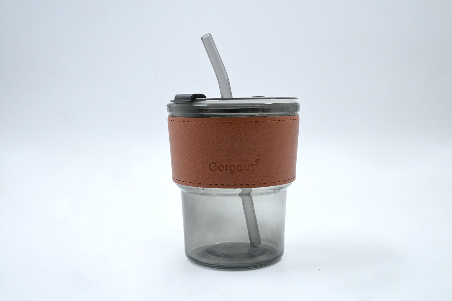 400ml Nola Glass Cup Cold Drink Cup with Leather Handle for Daily Use